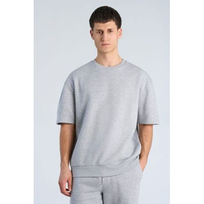 Lindbergh Kortærmet Sweatshirt I Grå Meleret Til Herre Grå L Lindbergh Kortærmet Sweatshirt I Grå Meleret Til Herre Grå L