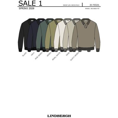 Lindbergh Sweatshirt Med V-Hals I Støvet Grøn Til Herre Grøn XL Lindbergh Sweatshirt Med V-Hals I Støvet Grøn Til Herre Grøn XL