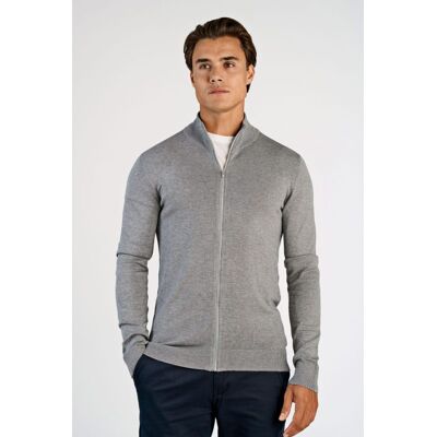 Lindbergh Cardigan Med Lynlås I Grå Meleret Til Herre Grå 2XL Lindbergh Cardigan Med Lynlås I Grå Meleret Til Herre Grå 2XL