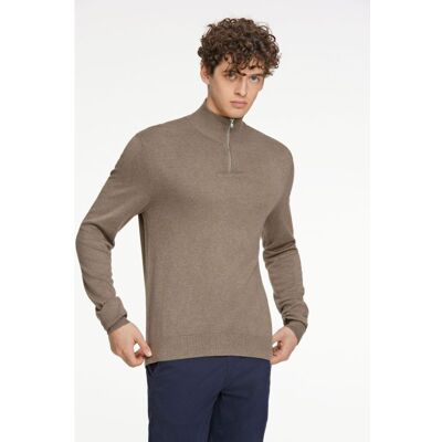 Lindbergh Striktrøje Med Halv Lynlås I Mørk Sand Meleret Til Herre – Model 30-800173 Beige XL Lindbergh Striktrøje Med Halv Lynlås I Mørk Sand Meleret Til Herre – Model 30-800173 Beige XL