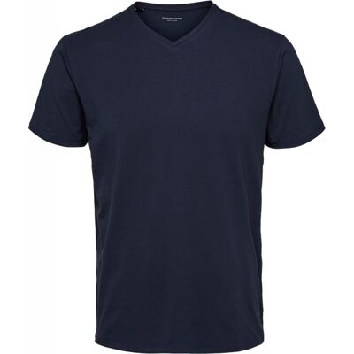 Selected T-Shirt Med V-Hals I Økologisk Bomuldsblanding – Navy – Herre – Outlet Navy Blazer M Selected T-Shirt Med V-Hals I Økologisk Bomuldsblanding – Navy – Herre – Outlet Navy Blazer M