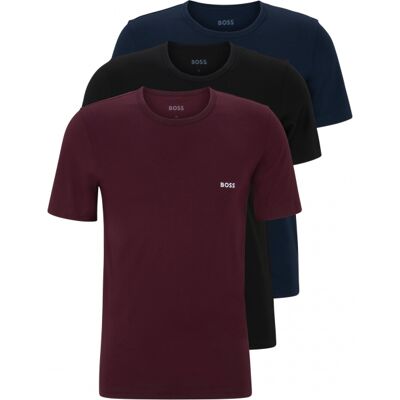 Boss 3pak T-Shirts Med Økologisk Bomuld I Sort, Navy Og Bordeauxrød Til Herre. Multifarvet S Boss 3pak T-Shirts Med Økologisk Bomuld I Sort, Navy Og Bordeauxrød Til Herre. Multifarvet S