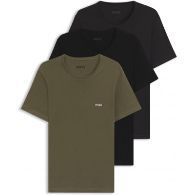Boss 3pak Bomuld T-Shirts I Sort, Grøn Og Grå Til Herre Regular Fit Multifarvet XL Boss 3pak Bomuld T-Shirts I Sort, Grøn Og Grå Til Herre Regular Fit Multifarvet XL