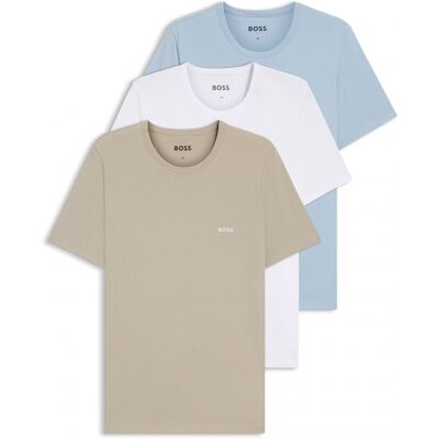 Boss 3-Pak T-Shirts Med Rund-Hals I Hvid, Blå Og Beige Farver Til Herre Beige M Boss 3-Pak T-Shirts Med Rund-Hals I Hvid, Blå Og Beige Farver Til Herre Beige M