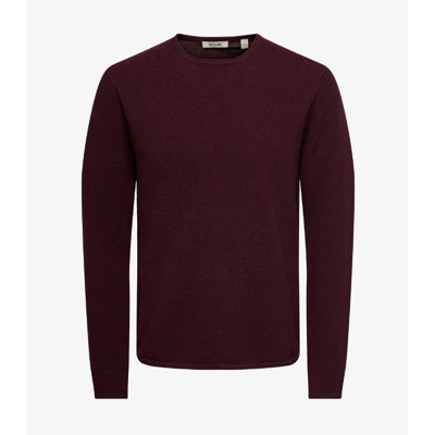 Only & Sons Langærmet Striktrøje I Port Royale Melange Til Herre - Outlet Rød L Only & Sons Langærmet Striktrøje I Port Royale Melange Til Herre - Outlet Rød L