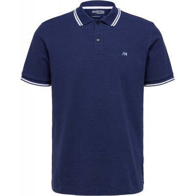 Selected Kortærmet Polo Med Økologisk Bomuld I Navy Blazer Til Herre Navy Blazer XL Selected Kortærmet Polo Med Økologisk Bomuld I Navy Blazer Til Herre Navy Blazer XL