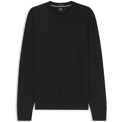 Boss Leno Regular Fit Striktrøje I Sort Uld Til Herre XXL Boss Leno Regular Fit Striktrøje I Sort Uld Til Herre XXL