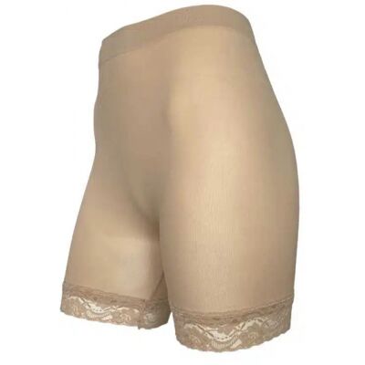 Festival Microfiber Shorts I Nude Med Blondekant Til Kvinder Beige 46 - 50 Festival Microfiber Shorts I Nude Med Blondekant Til Kvinder Beige 46 - 50