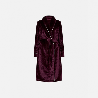 Decoy Lang Morgenkåbe Med Piping I Velour Til Kvinder I Lilla Lilla XS Decoy Lang Morgenkåbe Med Piping I Velour Til Kvinder I Lilla Lilla XS