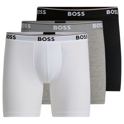 Boss 3pak Lange Underbukser/boxershorts I Sort, Hvid Og Grå Til Herre Grå L Boss 3pak Lange Underbukser/boxershorts I Sort, Hvid Og Grå Til Herre Grå L