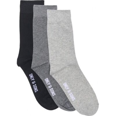 Only & Sons 3-Pak Bomuldsstrømper I Sort Og Grå Til Herre Sort 43 - 46 Only & Sons 3-Pak Bomuldsstrømper I Sort Og Grå Til Herre Sort 43 - 46