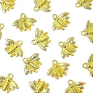 50 stk Alloy Bee Bee Charm vedhæng, tilbehør til smykkefremstilling til gør-det-selv, 21x16 mm (guldfarve)