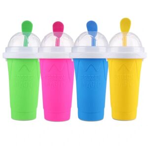 Fremragende kvalitet - 1 stk Frozen Magic Squeeze Cup Slushie Maker Cup Gul yellow