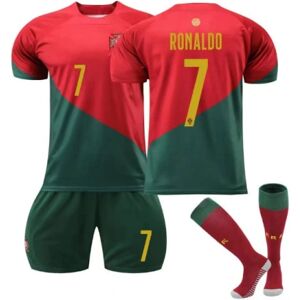 YIXI EM 2024 Portugal hemmafotbollströja nr 7 Cristiano Ronaldo 10-11 år