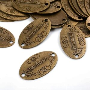 60 stk håndlavede knapper Metal Label Charm vedhæng til DIY Crafts