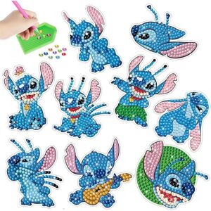 9 stk 5D Stitch DIY Diamond Art Paining Stickers Kit, Lilo DIY Creative Diamond Mosaic Sticker