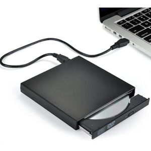 Eksternt cd-dvd-drev, USB 2.0 Slim Protable eksternt sort