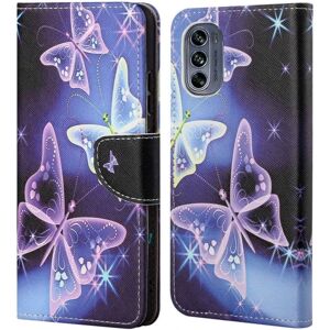 Generic Wonderland Motorola Moto G62 5g Flip Etui - Sparkling Sommerfugl Purple