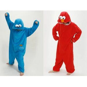 Voksen Sesame Street Cookie Elmo Costume Z Blue L