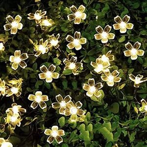REDGO 7M 50 LED Cherry Blossom Solcell Light Loop Have Fairy Light
