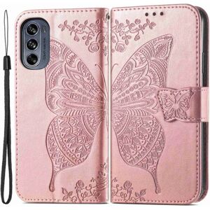 SKALO Motorola Moto G62 5G Mandala Butterfly Flip Cover - Rosa g Pink gold