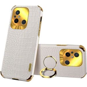 SKALO Xiaomi Redmi 12C 4G Crocodile Guldkant Cover - Hvid White