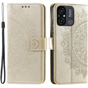 SKALO Xiaomi Redmi 12C 4G Mandala Flip Cover - Guld Gold