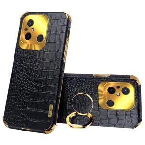 SKALO Xiaomi Redmi 12C 4G Crocodile Guldkant Cover - Sort Black