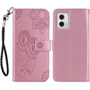 SKALO Motorola Moto G53 5G Mandala Owl Flip Cover - Rosa guld Pink gold