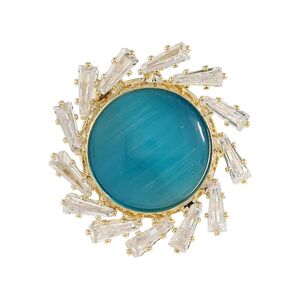 Opal magnetisk brochestift til kvinder mode Zirkon kobberbroche i blå og guld (blå)