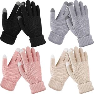 4 par vinter fleece-forede touch screen handsker, bundt af varme