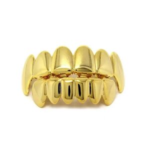 Megabilligt 2-pack Grillz Hip Hop Gold Dental Bling Gold Teeth A $ AP guld