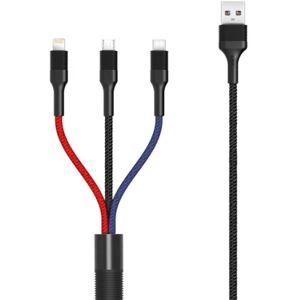 XO NB54, 3i1 USB - Lightning, USB-C, microUSB Laddkabel (3A) 1,2