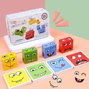 Jettbuying Træ FaceChanging Magic Cube Building BlockSpil Matching Udtr onesize