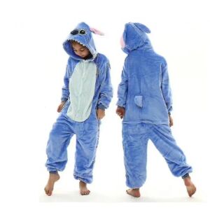 Stitch Kigurumi Børn Børn Pyjamas Vinter Flanell Varm Nattøj Bo 140CM