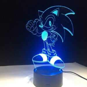 MY-1030 Sort base: Touch + 16 farver fjernbetjening Cartoon Sonic Kid 3D Light LED Night Light,