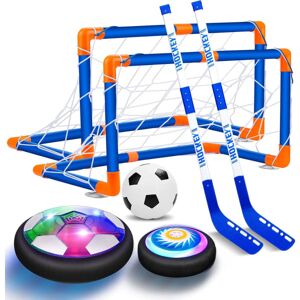 Barnleksaker Hover Hockey Fotboll Set med 3 mål, Opladningsbar Flytande Air Soccer Ball med LED-lys og skum stødfångare