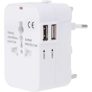 Universal 2stk USB Rejseadapter Vægadapter Vit