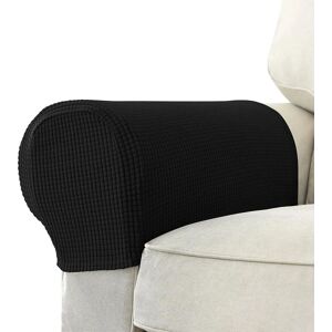 2 stk Stretch sofaarmlæn Full wrap sofabeskytter (sort)