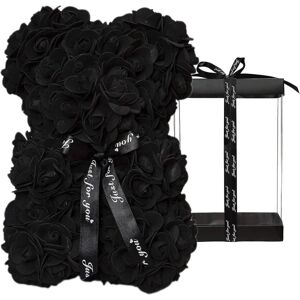 Rose Bjørn Rose Bamse Blomstergave Sort æske Eller Valentinsdag Jubilæum Mors Dag Julefødselsdage Brude brusere - fuldt håndlavet 10 tommer Black