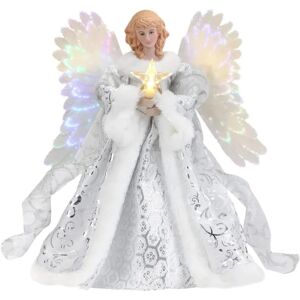 Christmas Angel Tree Topper dekoration, klassisk engle statue Orna hvid