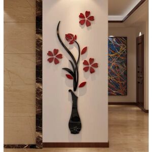 3D Vase-vægmalerier til Soveværelse Sofa Baggrund Tv Væg Baggrund (Rød, 59 X 23 tommer)