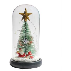 Juletræ i glaskuppel Lille juletræsbelysning Desktop Ornament Glødende Mini Xmas Tree