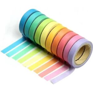 10 ruller farvet gaffatape Washi maskeringstape Rainbow Color Washi Tape Dekorativ Washi Tape Washi T