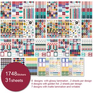 WINE 1748 stk Planner Stickers Pack Scrapbog Bullet Notesbog