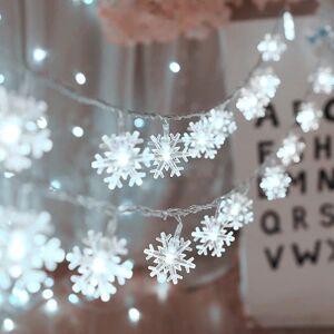LEIGELE Julelys, snefnug-lys 19,6 Ft 40 Led Fairy Lights Batteridrevet Vandtæt til jul Havegårdhave Gårdhave Soveværelse Festindretning Indendørs Ude