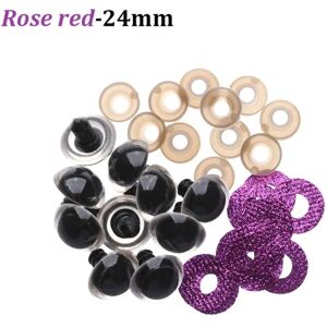 20 stk 16/18/20/24 mm Glitter Sikkerhedsøjne Runde Plast ROSE RØD - Perfet