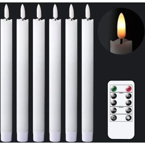 Flamløse vita konisk lys flimrande med 10-knapper fjernkontrol, batteridrevet LED Varm 3D Wick Light Fönsterljus Xmas