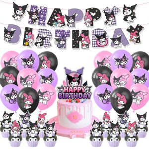 Kuromi-tema Festartikler Dekoration Banner Balloner Kit Kage Cupcake Toppers Sæt Rekvisitter Gaver