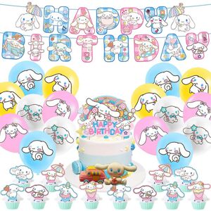 YIXI Cinnamoroll hundetemafestpynt, inklusiv banner, balloner, kage toppers sæt gaver